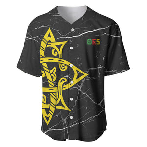 OES Order Of The Eastern Star Baseball Jersey Five Pointed Star Emblem On Black Marble Texture