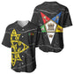 OES Order Of The Eastern Star Baseball Jersey Five Pointed Star Emblem On Black Marble Texture