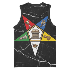 OES Order Of The Eastern Star Basketball Jersey Five Pointed Star Emblem On Black Marble Texture