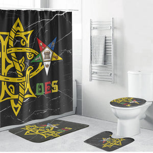 OES Order Of The Eastern Star Bathroom Set Five Pointed Star Emblem On Black Marble Texture