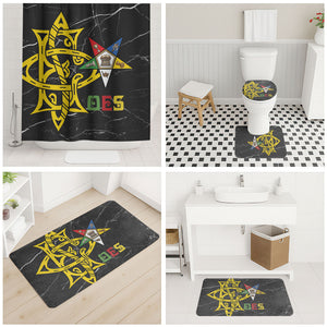 OES Order Of The Eastern Star Bathroom Set Five Pointed Star Emblem On Black Marble Texture