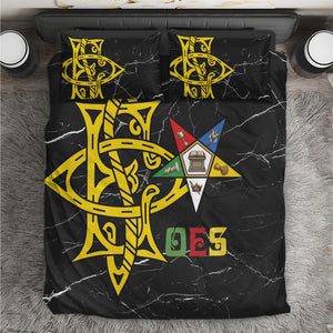OES Order Of The Eastern Star Bedding Set Five Pointed Star Emblem On Black Marble Texture