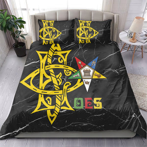 OES Order Of The Eastern Star Bedding Set Five Pointed Star Emblem On Black Marble Texture