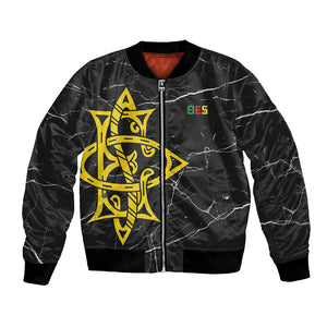 OES Order Of The Eastern Star Bomber Jacket Five Pointed Star Emblem On Black Marble Texture