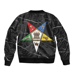 OES Order Of The Eastern Star Bomber Jacket Five Pointed Star Emblem On Black Marble Texture