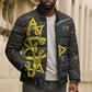 OES Order Of The Eastern Star Bomber Puffer Jacket Five Pointed Star Emblem On Black Marble Texture