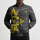OES Order Of The Eastern Star Bomber Puffer Jacket Five Pointed Star Emblem On Black Marble Texture