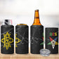 OES Order Of The Eastern Star 4 in 1 Can Cooler Tumbler Five Pointed Star Emblem On Black Marble Texture