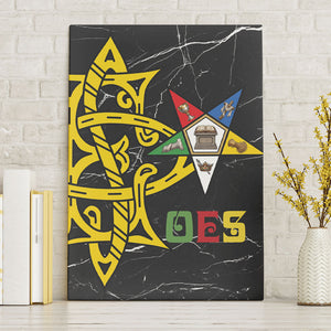 OES Order Of The Eastern Star Canvas Wall Art Five Pointed Star Emblem On Black Marble Texture