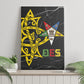 OES Order Of The Eastern Star Canvas Wall Art Five Pointed Star Emblem On Black Marble Texture
