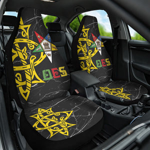 OES Order Of The Eastern Star Car Seat Cover Five Pointed Star Emblem On Black Marble Texture