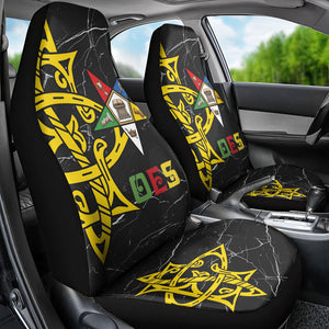 OES Order Of The Eastern Star Car Seat Cover Five Pointed Star Emblem On Black Marble Texture
