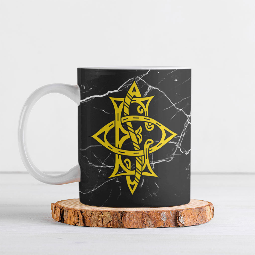 OES Order Of The Eastern Star Ceramic Mug Five Pointed Star Emblem On Black Marble Texture
