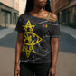 OES Order Of The Eastern Star Cross Shoulder Shirt Five Pointed Star Emblem On Black Marble Texture