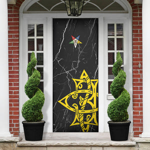 OES Order Of The Eastern Star Door Cover Five Pointed Star Emblem On Black Marble Texture