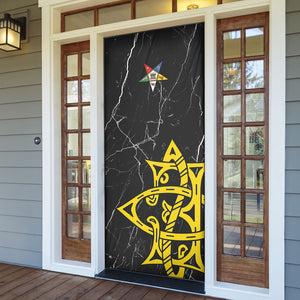 OES Order Of The Eastern Star Door Cover Five Pointed Star Emblem On Black Marble Texture