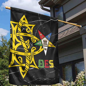 OES Order Of The Eastern Star Garden Flag Five Pointed Star Emblem On Black Marble Texture