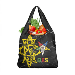 OES Order Of The Eastern Star Grocery Bag Five Pointed Star Emblem On Black Marble Texture