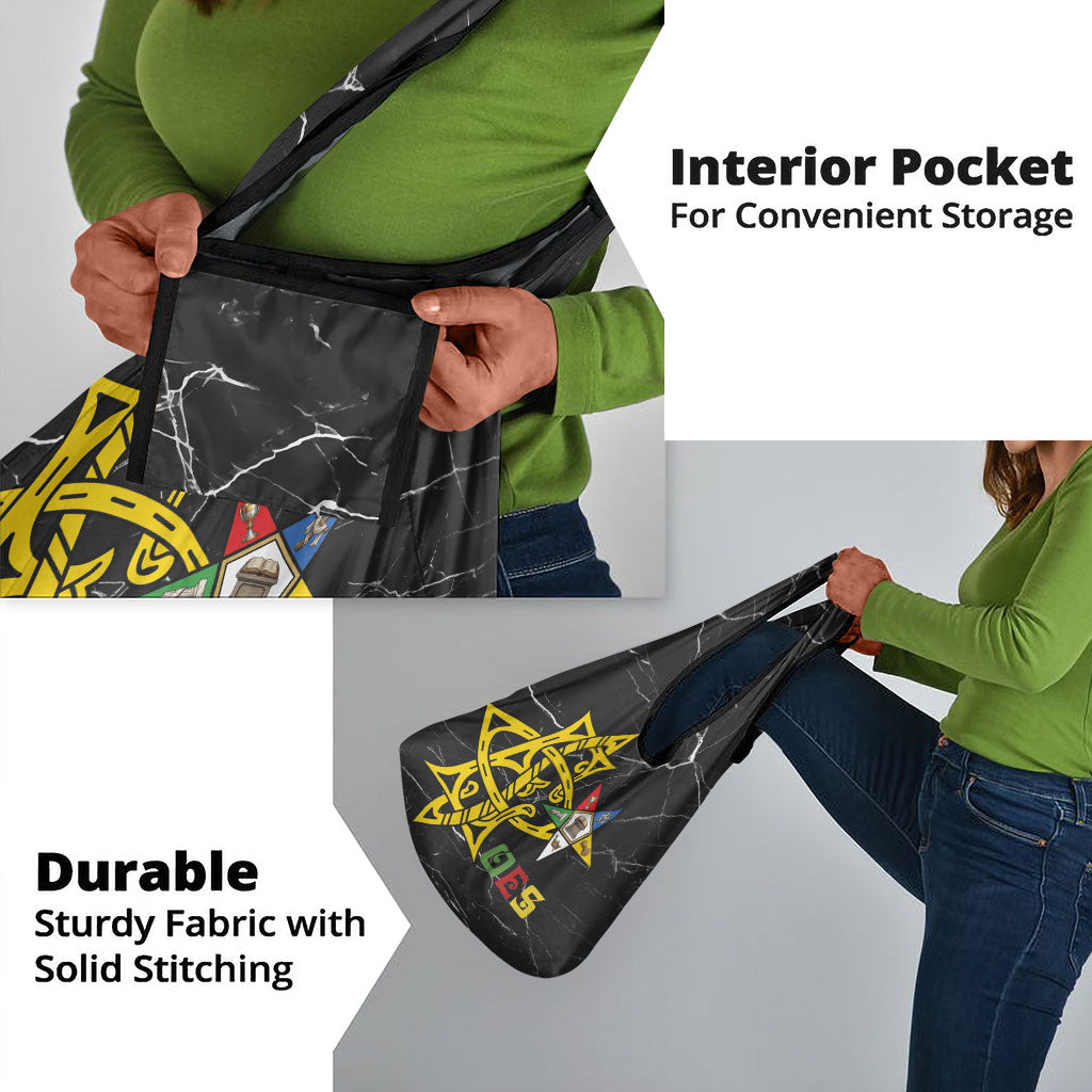 OES Order Of The Eastern Star Grocery Bag Five Pointed Star Emblem On Black Marble Texture