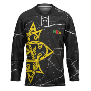OES Order Of The Eastern Star Hockey Jersey Five Pointed Star Emblem On Black Marble Texture