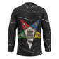 OES Order Of The Eastern Star Hockey Jersey Five Pointed Star Emblem On Black Marble Texture