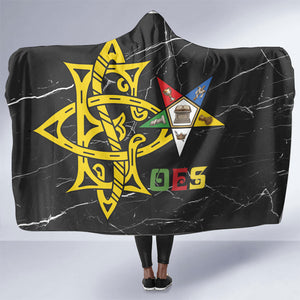 OES Order Of The Eastern Star Hooded Blanket Five Pointed Star Emblem On Black Marble Texture