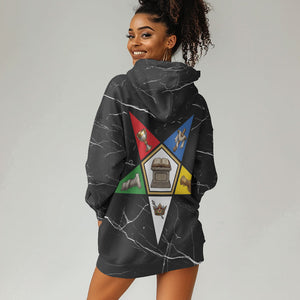 OES Order Of The Eastern Star Hoodie Dress Five Pointed Star Emblem On Black Marble Texture