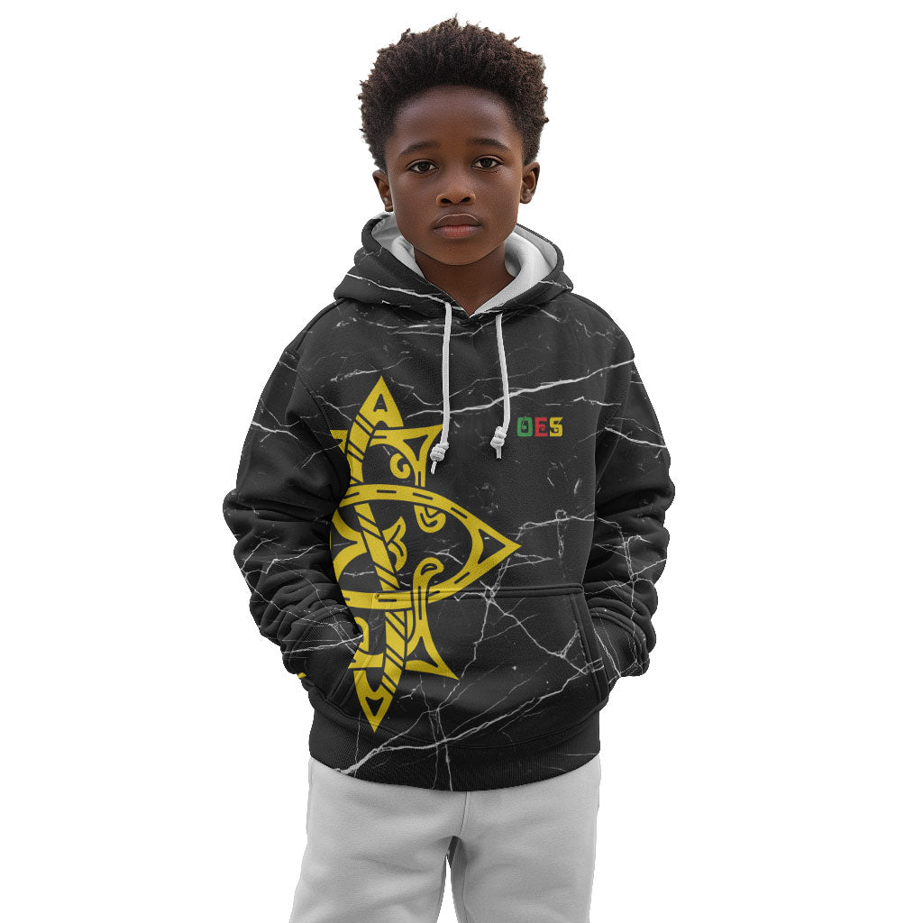 OES Order Of The Eastern Star Kid Hoodie Five Pointed Star Emblem On Black Marble Texture
