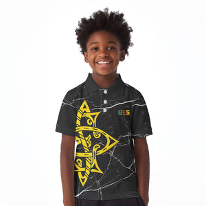 OES Order Of The Eastern Star Kid Polo Shirt Five Pointed Star Emblem On Black Marble Texture