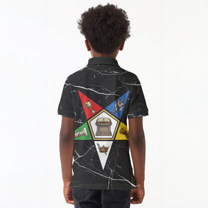 OES Order Of The Eastern Star Kid Polo Shirt Five Pointed Star Emblem On Black Marble Texture