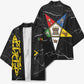 OES Order Of The Eastern Star Kimono Five Pointed Star Emblem On Black Marble Texture
