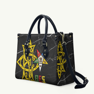 OES Order Of The Eastern Star Leather Bag Five Pointed Star Emblem On Black Marble Texture