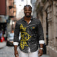OES Order Of The Eastern Star Long Sleeve Button Shirt Five Pointed Star Emblem On Black Marble Texture