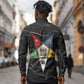 OES Order Of The Eastern Star Long Sleeve Button Shirt Five Pointed Star Emblem On Black Marble Texture