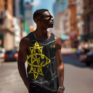 OES Order Of The Eastern Star Men Tank Top Five Pointed Star Emblem On Black Marble Texture