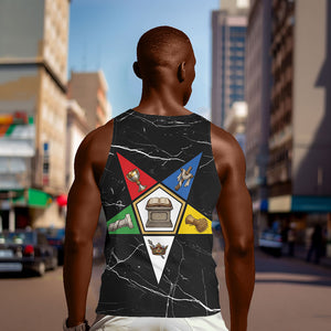 OES Order Of The Eastern Star Men Tank Top Five Pointed Star Emblem On Black Marble Texture