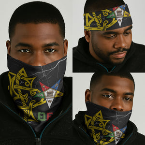 OES Order Of The Eastern Star Neck Gaiter Five Pointed Star Emblem On Black Marble Texture