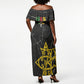OES Order Of The Eastern Star Off Shoulder Maxi Dress Five Pointed Star Emblem On Black Marble Texture