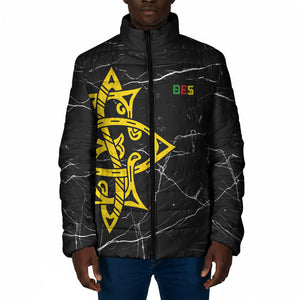 OES Order Of The Eastern Star Padded Jacket Five Pointed Star Emblem On Black Marble Texture