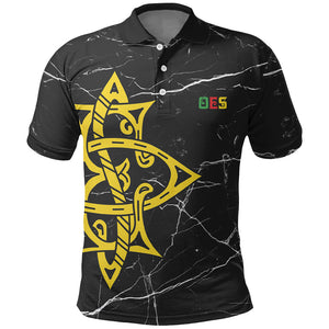 OES Order Of The Eastern Star Polo Shirt Five Pointed Star Emblem On Black Marble Texture