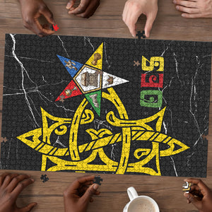 OES Order Of The Eastern Star Puzzle Five Pointed Star Emblem On Black Marble Texture