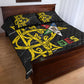 OES Order Of The Eastern Star Quilt Bed Set Five Pointed Star Emblem On Black Marble Texture