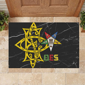 OES Order Of The Eastern Star Rubber Doormat Five Pointed Star Emblem On Black Marble Texture