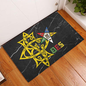 OES Order Of The Eastern Star Rubber Doormat Five Pointed Star Emblem On Black Marble Texture