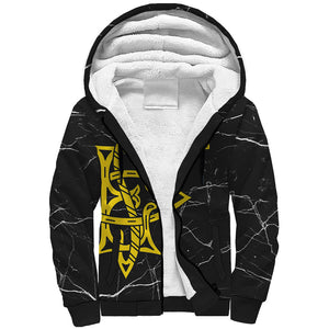 OES Order Of The Eastern Star Sherpa Hoodie Five Pointed Star Emblem On Black Marble Texture