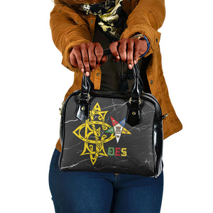 OES Order Of The Eastern Star Shoulder Handbag Five Pointed Star Emblem On Black Marble Texture