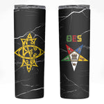 OES Order Of The Eastern Star Skinny Tumbler Five Pointed Star Emblem On Black Marble Texture