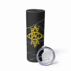 OES Order Of The Eastern Star Skinny Tumbler Five Pointed Star Emblem On Black Marble Texture