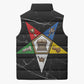 OES Order Of The Eastern Star Sleeveless Puffer Jacket Five Pointed Star Emblem On Black Marble Texture