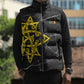 OES Order Of The Eastern Star Sleeveless Puffer Jacket Five Pointed Star Emblem On Black Marble Texture